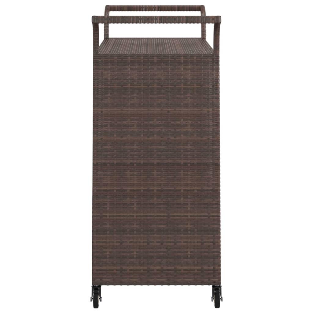 Bar Cart with Drawer Brown 100x45x97 cm Poly Rattan