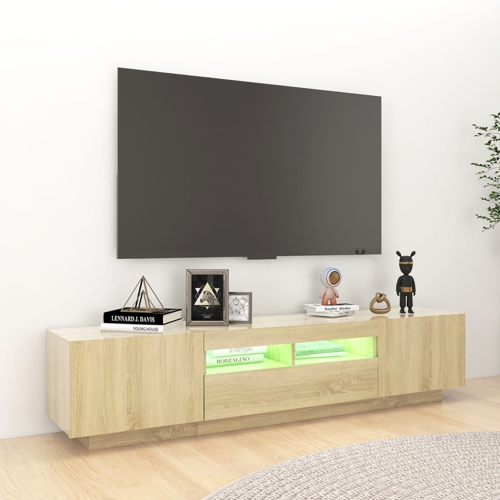 TV Cabinet with LED Lights Sonoma Oak 180x35x40 cm