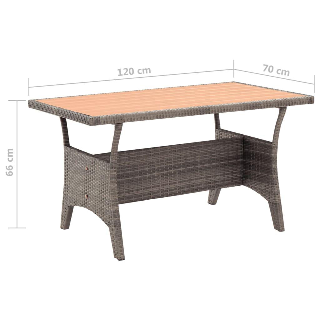 Garden Table Grey 120x70x66 cm Poly Rattan
