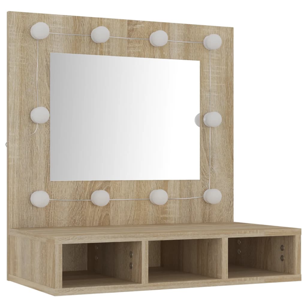 Mirror Cabinet with LED Sonoma Oak 60x31.5x62 cm