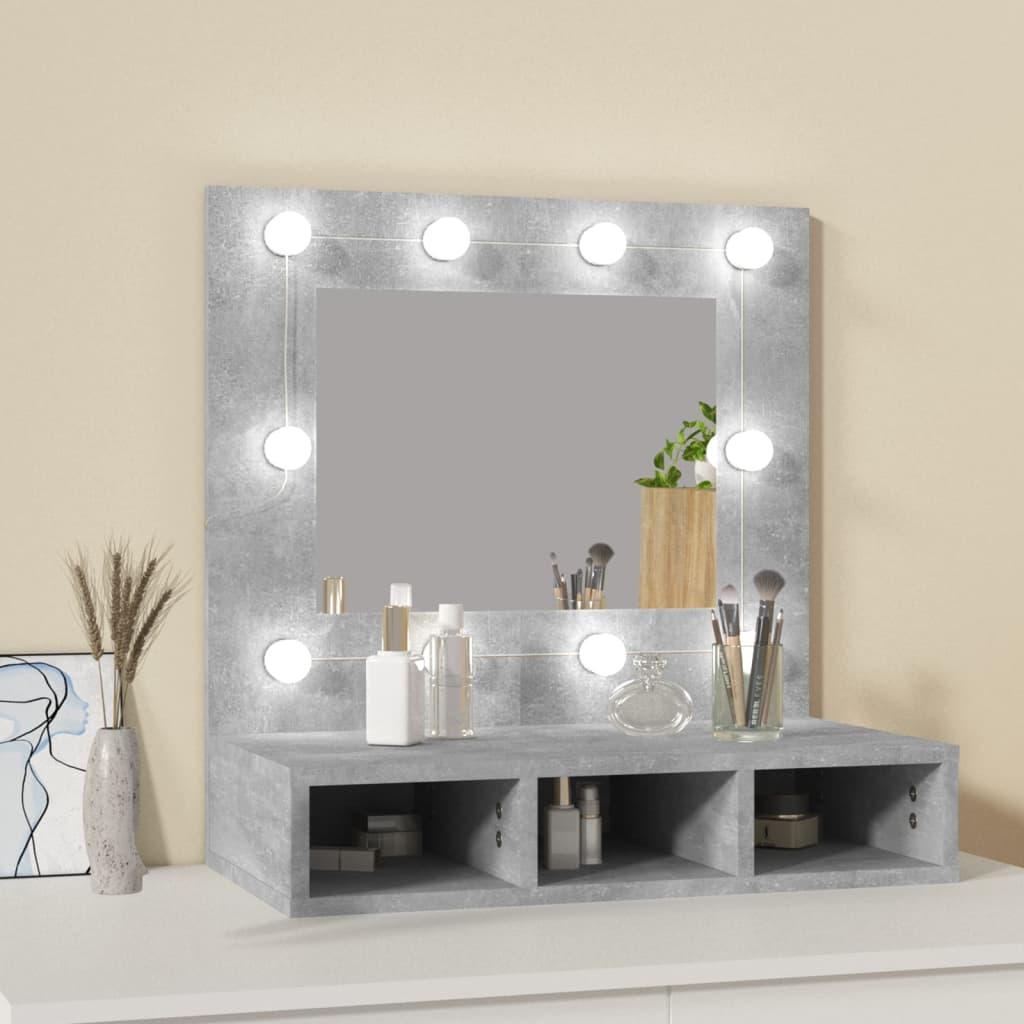 Mirror Cabinet with LED Concrete Grey 60x31.5x62 cm
