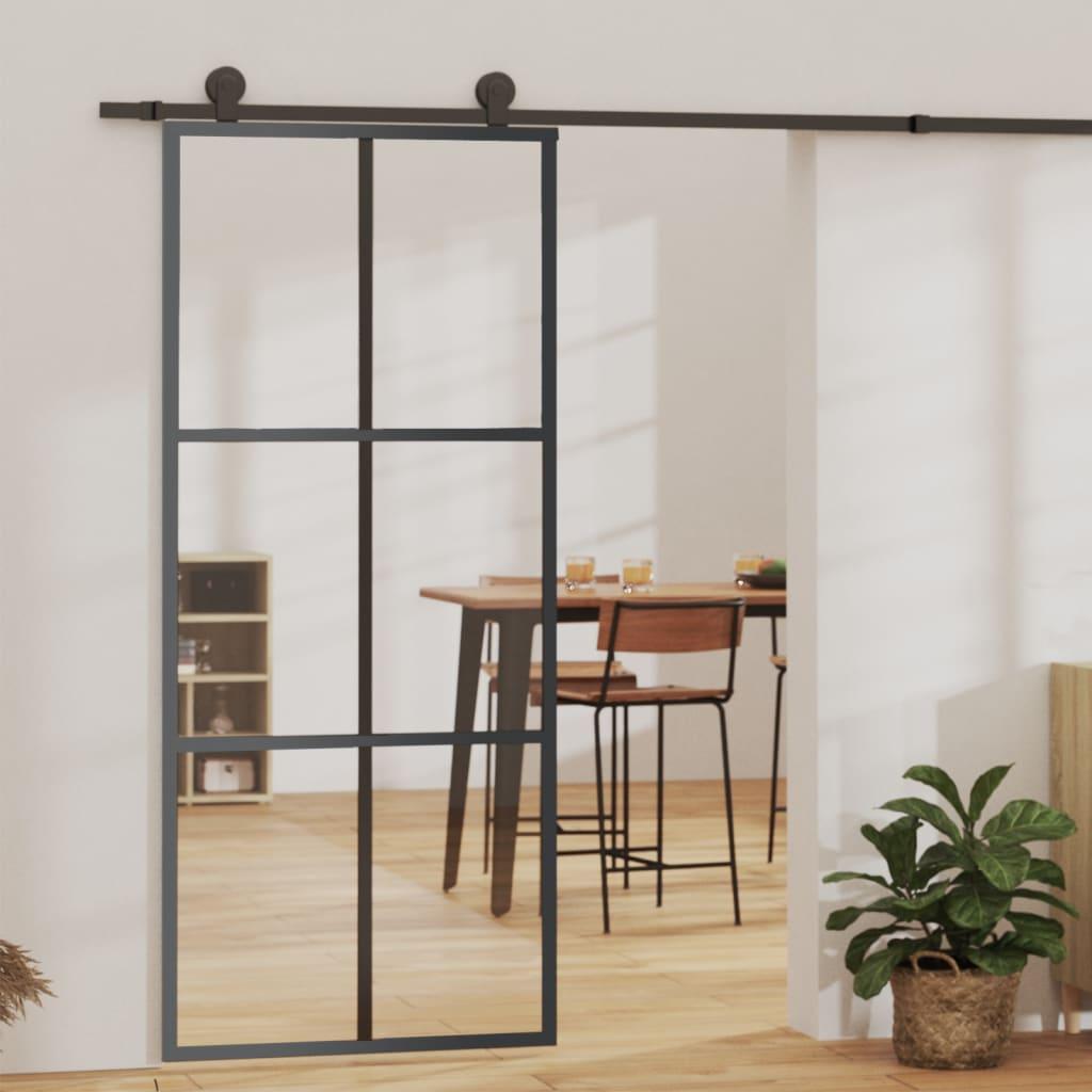 Sliding Door with Hardware Set ESG Glass&amp;Aluminium 90x205 cm