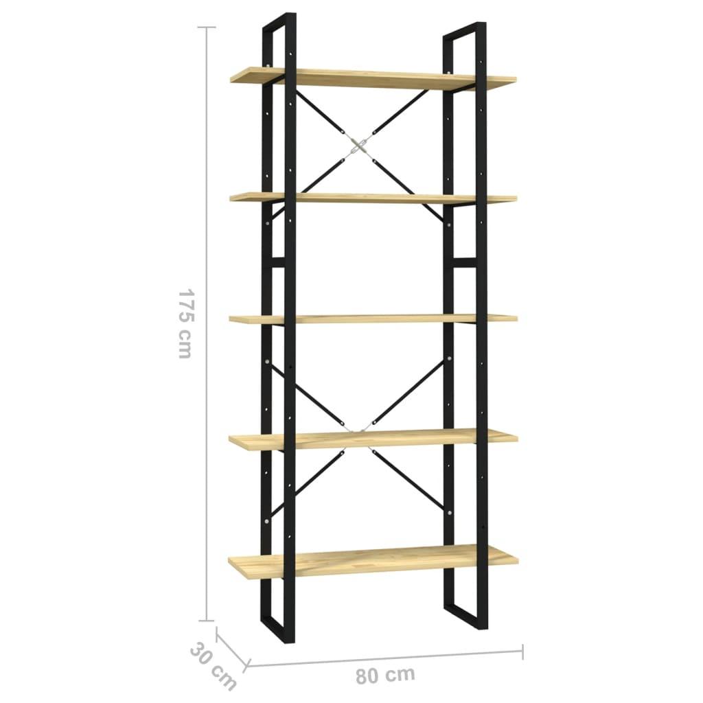 5-Tier Book Cabinet 80x30x175 cm Pinewood