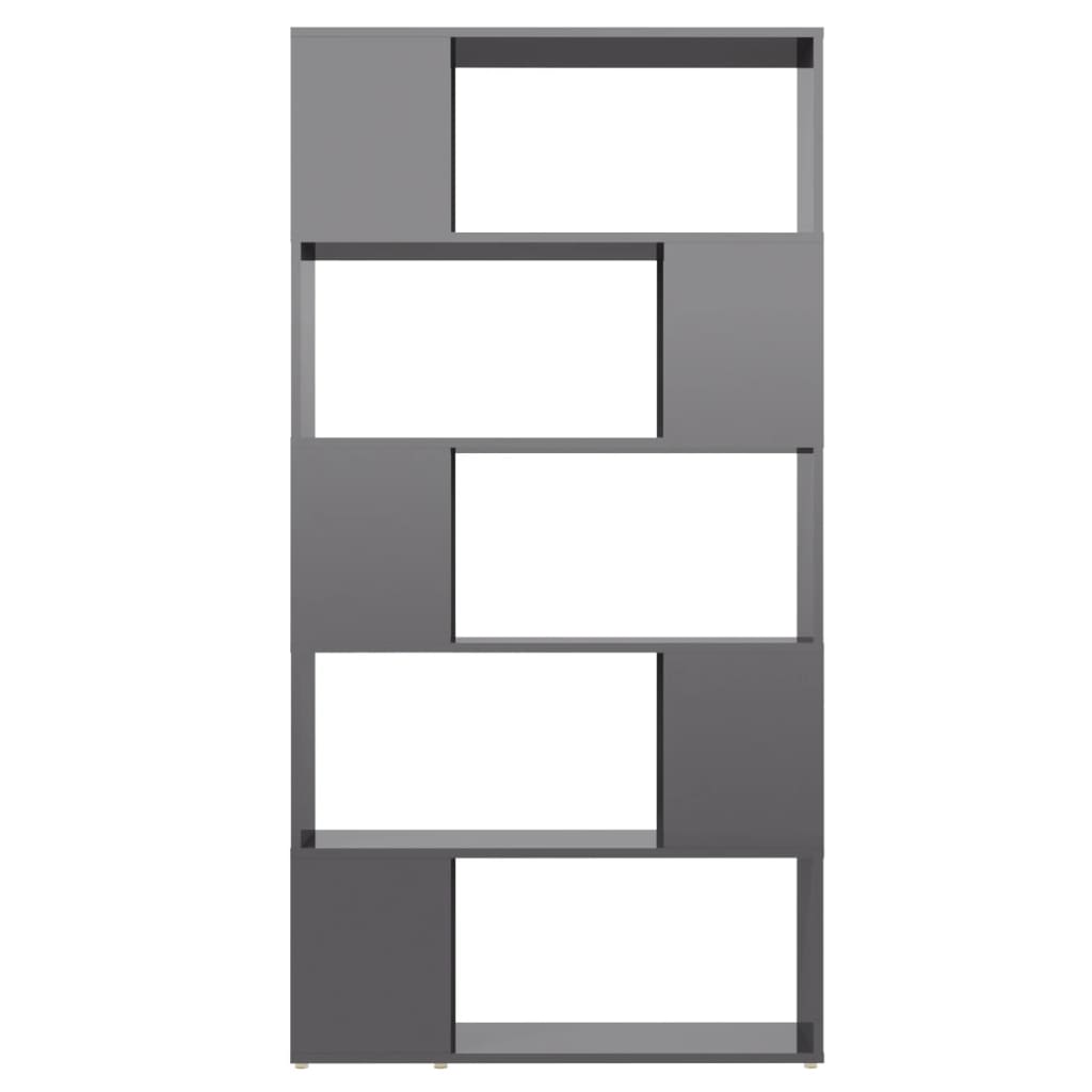 Book Cabinet Room Divider High Gloss Grey 80x24x155 cm Engineered Wood