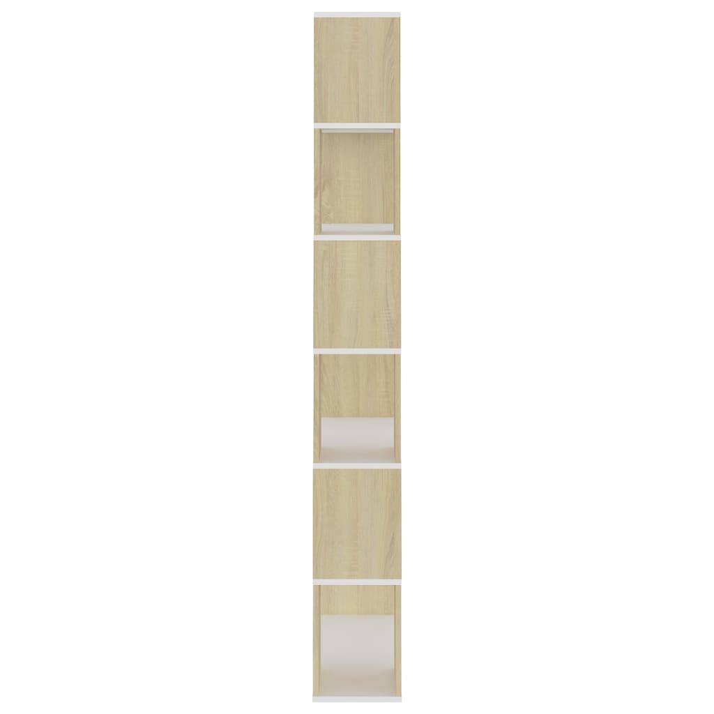 Book Cabinet Room Divider White and Sonoma Oak 80x24x186 cm Engineered Wood