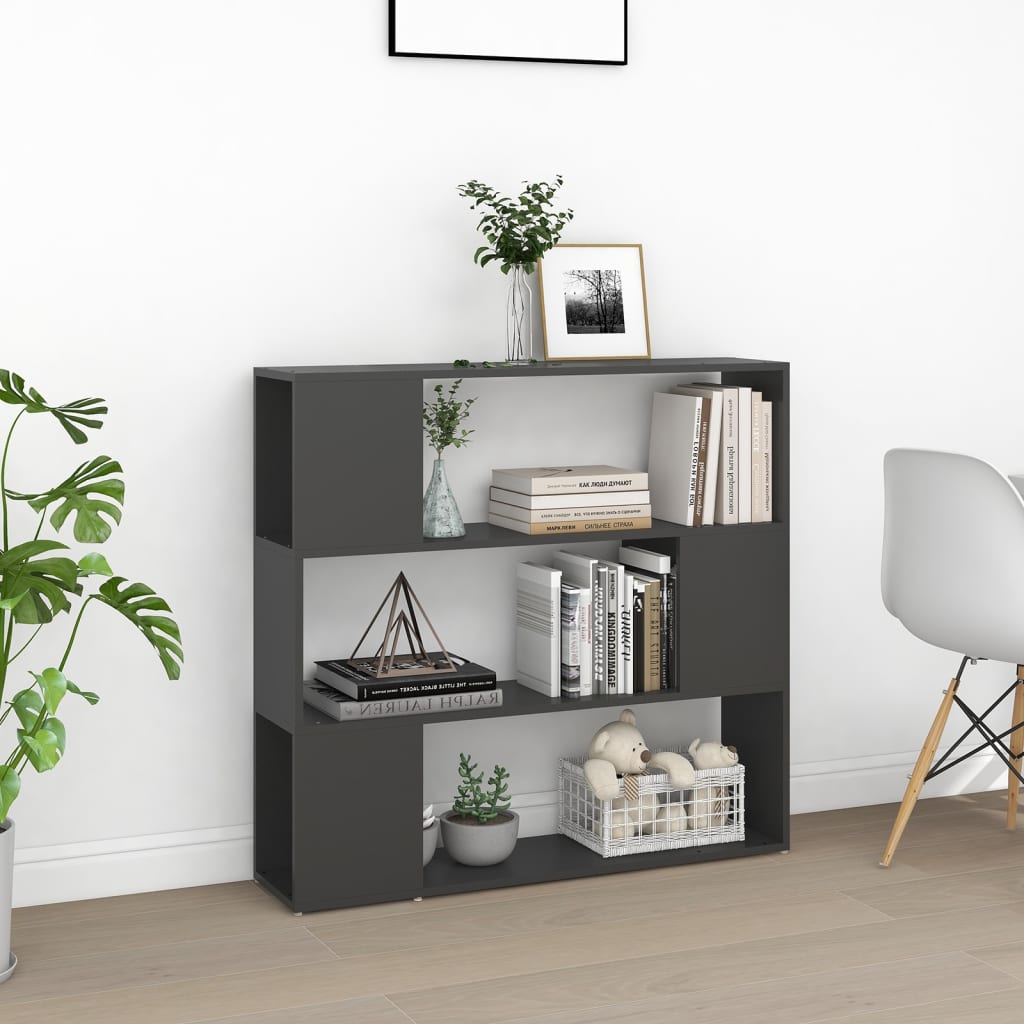 Book Cabinet Room Divider Grey 100x24x94 cm