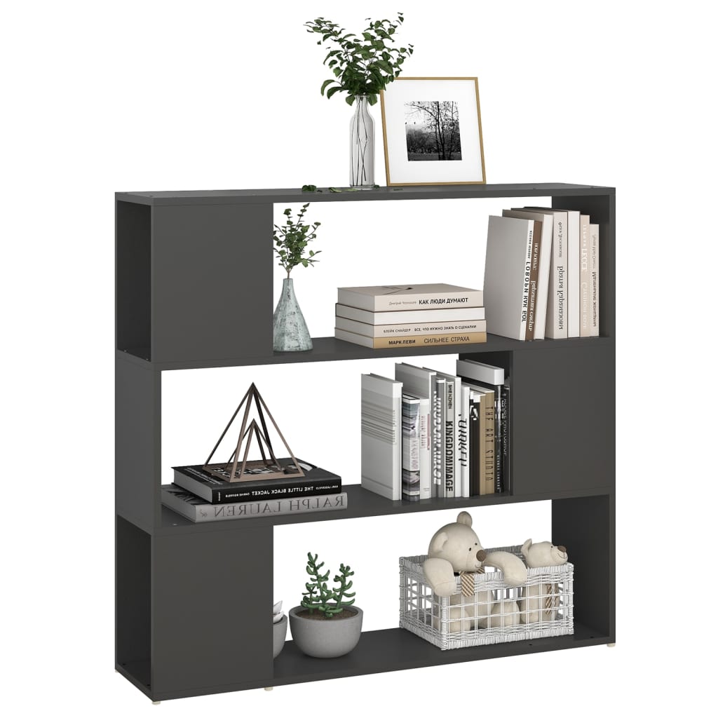 Book Cabinet Room Divider Grey 100x24x94 cm