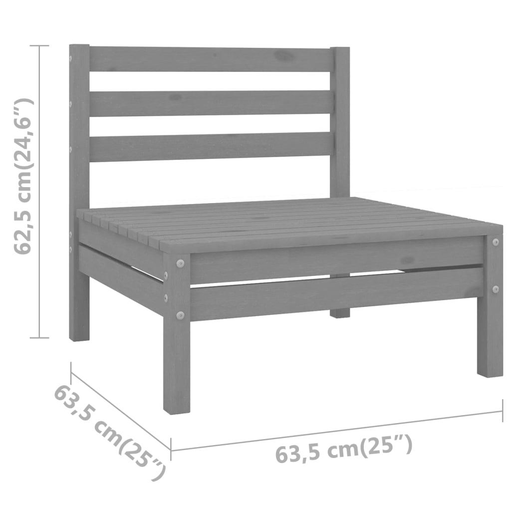 Garden Middle Sofas 2 pcs Grey Solid Pinewood