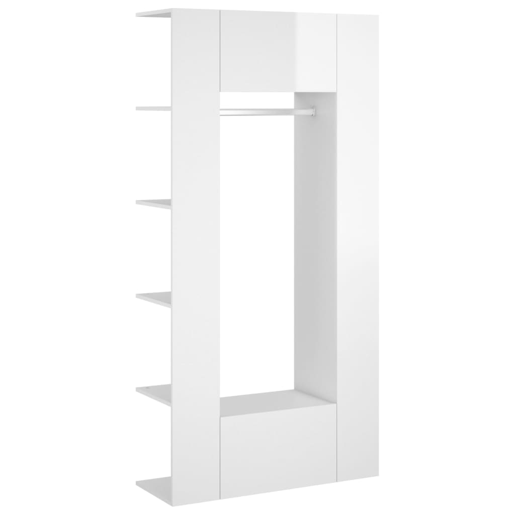 Hallway Cabinets 2 pcs High Gloss White Engineered Wood