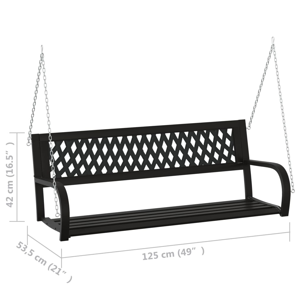 Garden Swing Bench 125 cm Steel and Plastic Black