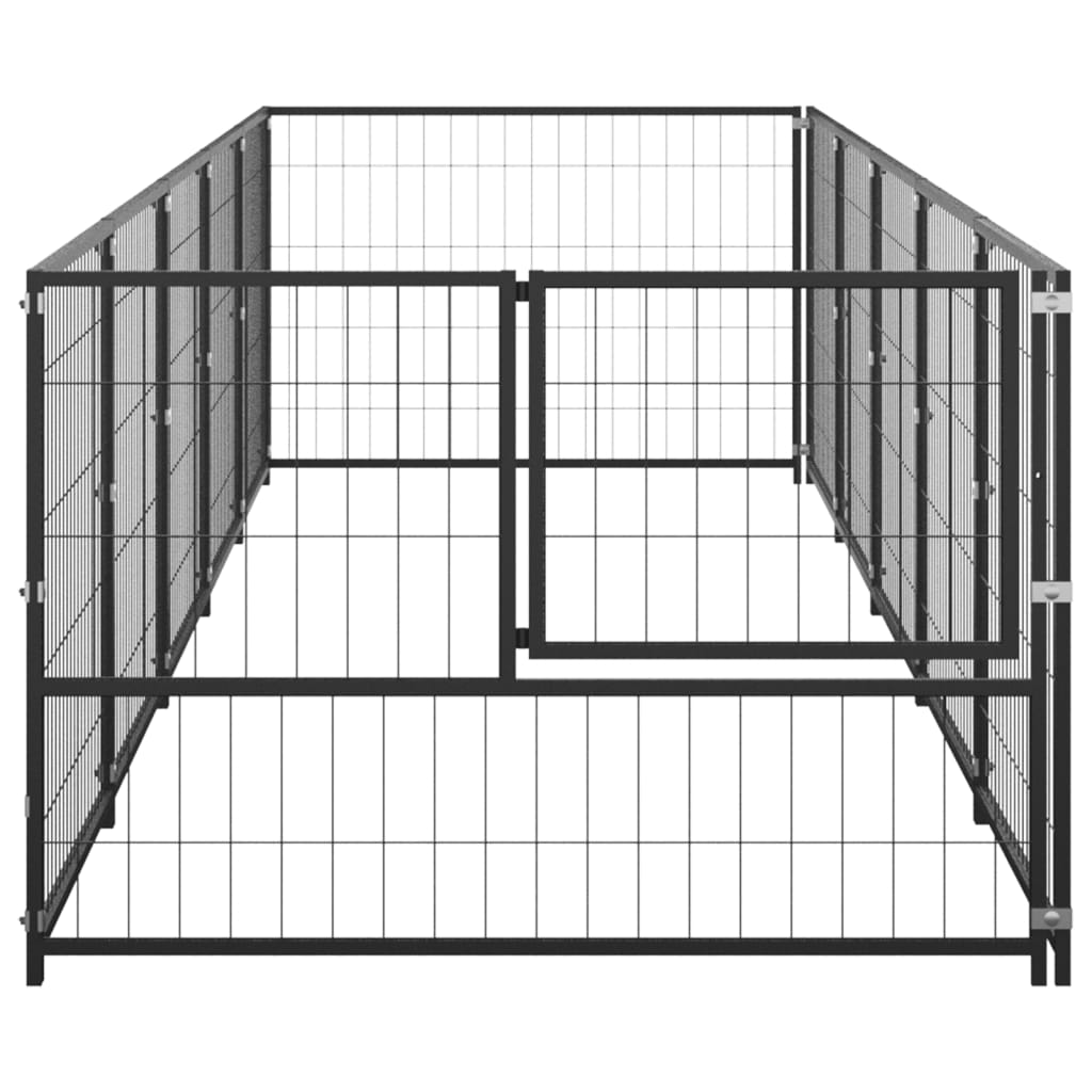 Dog Kennel Black 5 m² Steel