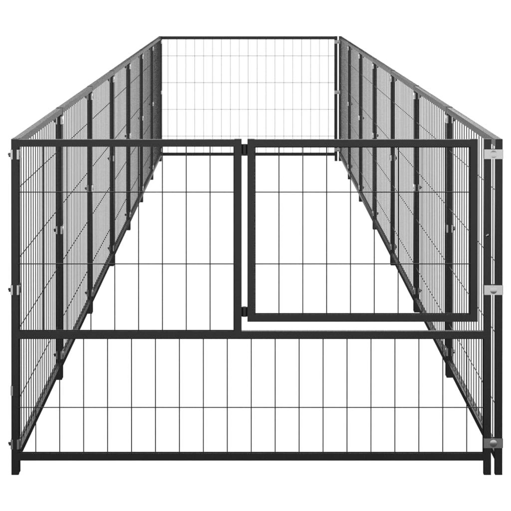 Dog Kennel Black 7 m² Steel