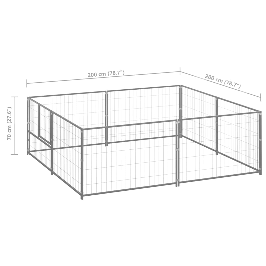 Dog Kennel Silver 4 m² Steel