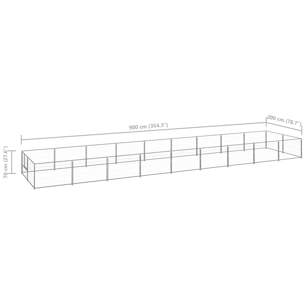 Dog Kennel Silver 18 m² Steel