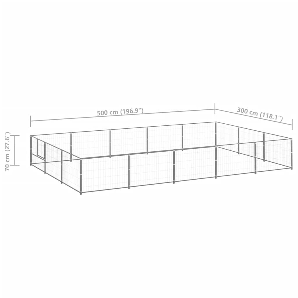 Dog Kennel Silver 15 mï¿½ Steel