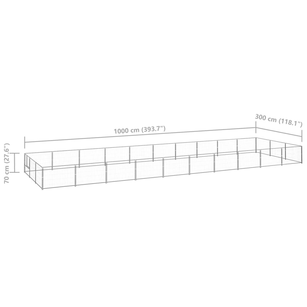 Dog Kennel Silver 30 m² Steel