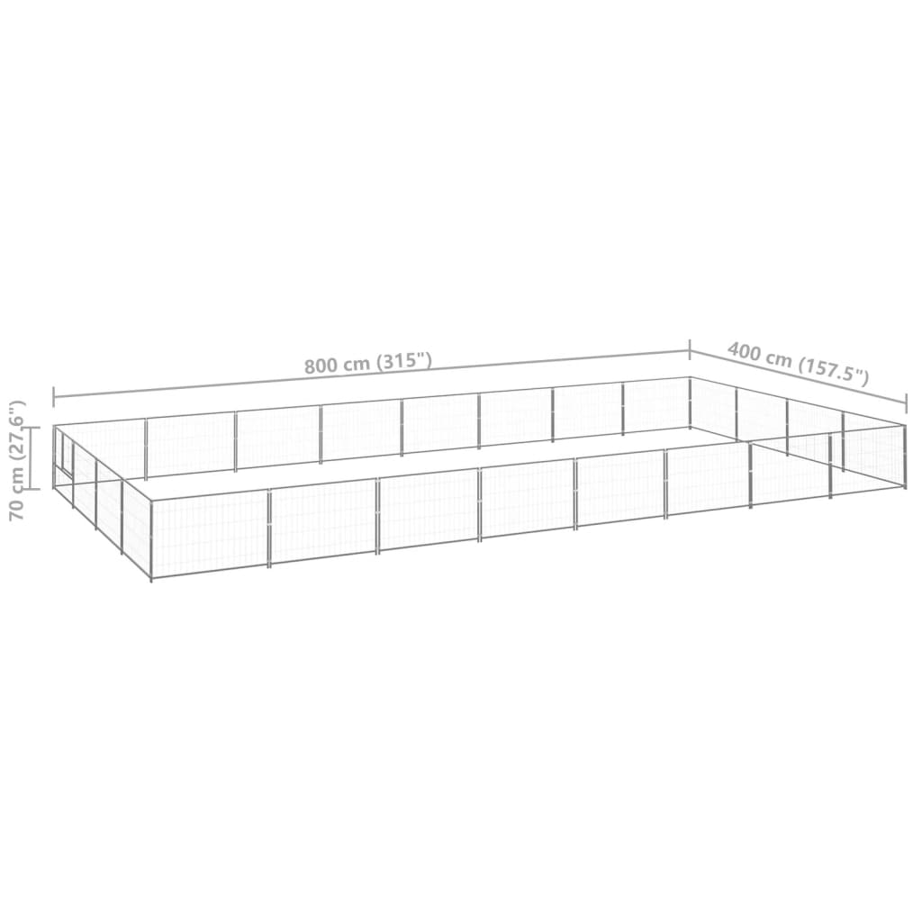 Dog Kennel Silver 32 m² Steel