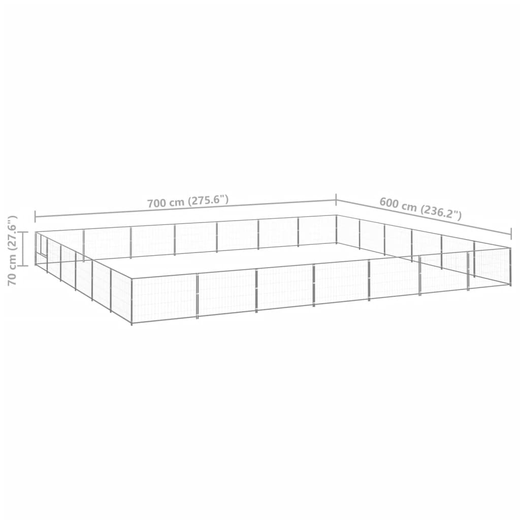 Dog Kennel Silver 42 m² Steel