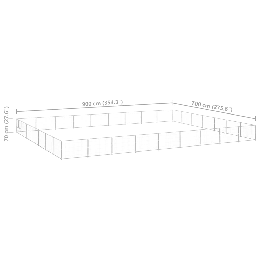 Dog Kennel Silver 63 m² Steel