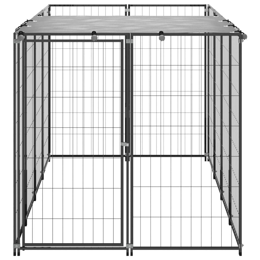 Dog Kennel Black 2.42 m² Steel