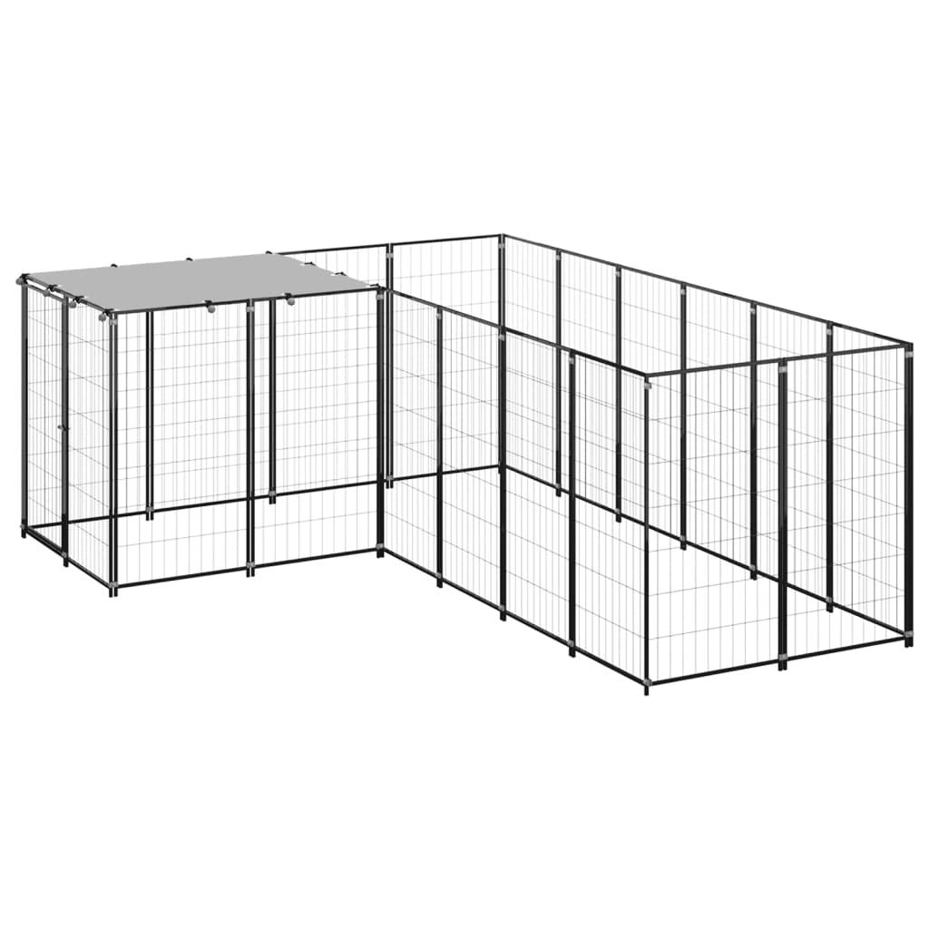 Dog Kennel Black 4.84 m² Steel