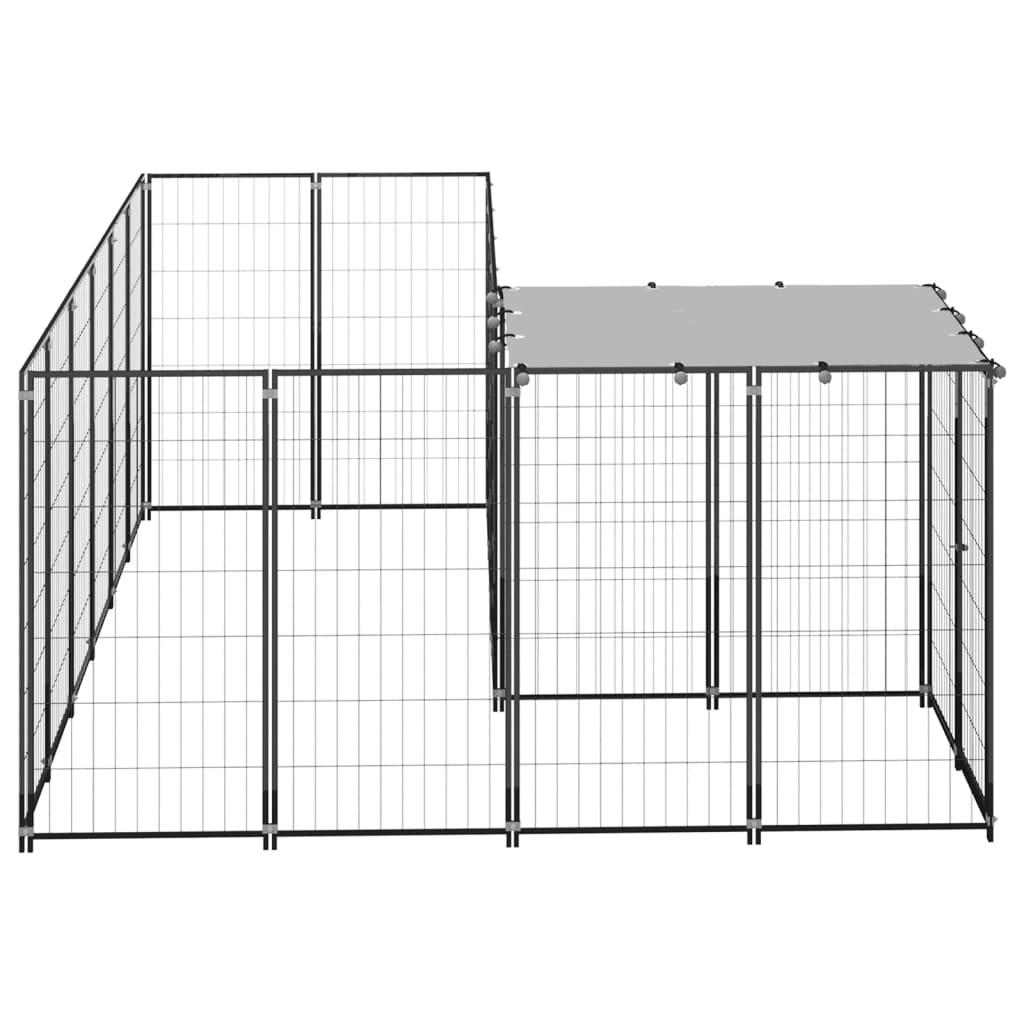 Dog Kennel Black 4.84 m² Steel