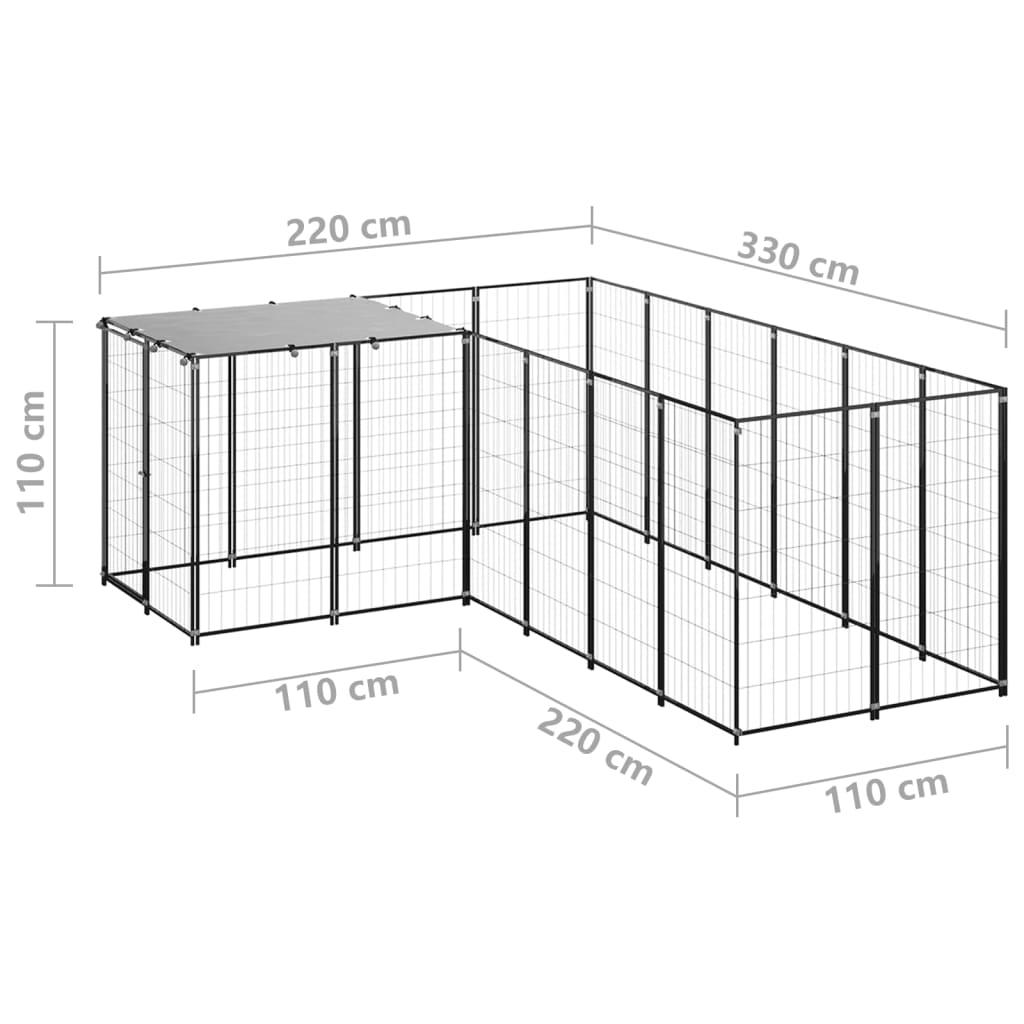 Dog Kennel Black 4.84 m² Steel
