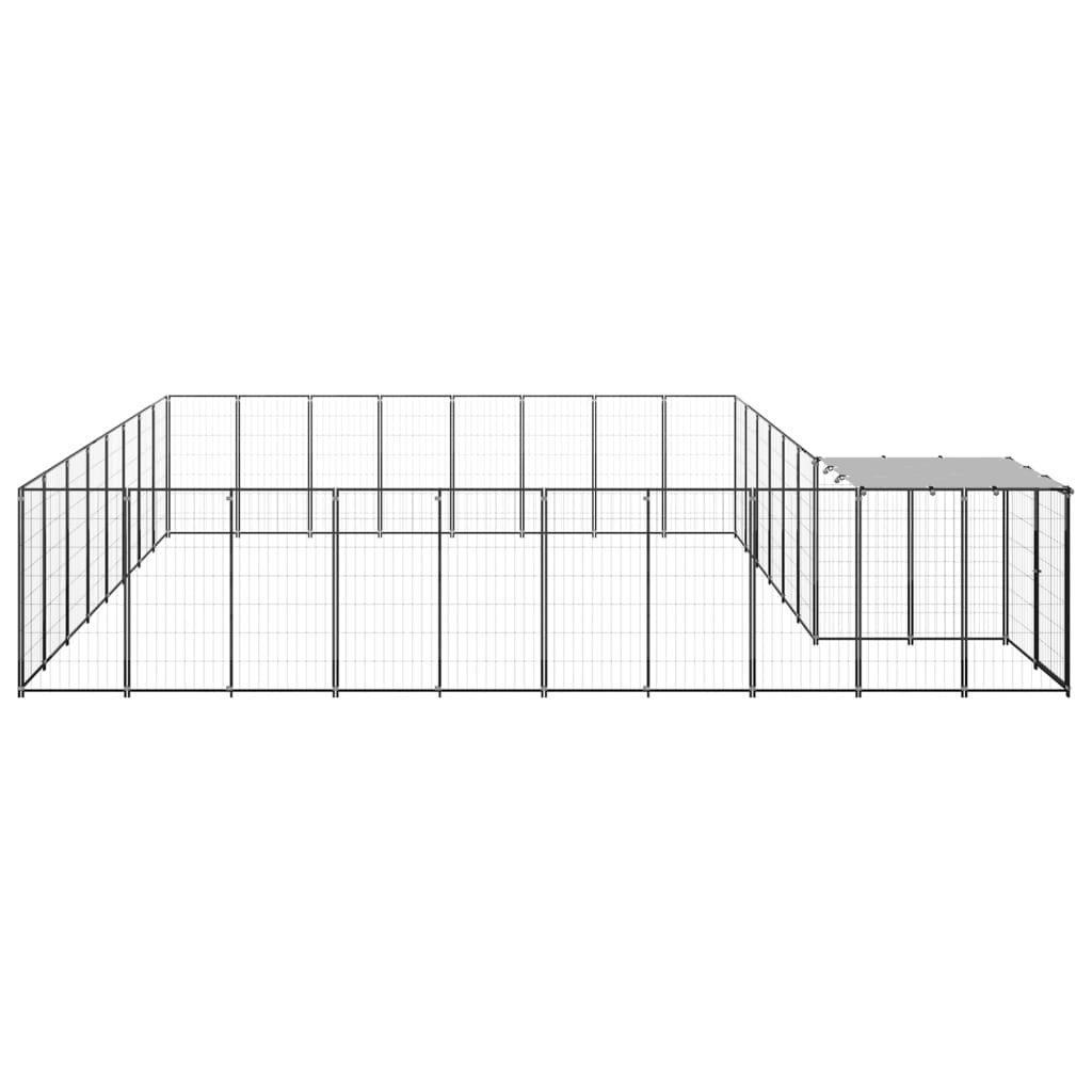 Dog Kennel Black 20.57 m² Steel