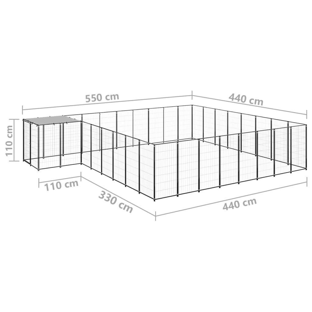 Dog Kennel Black 20.57 m² Steel