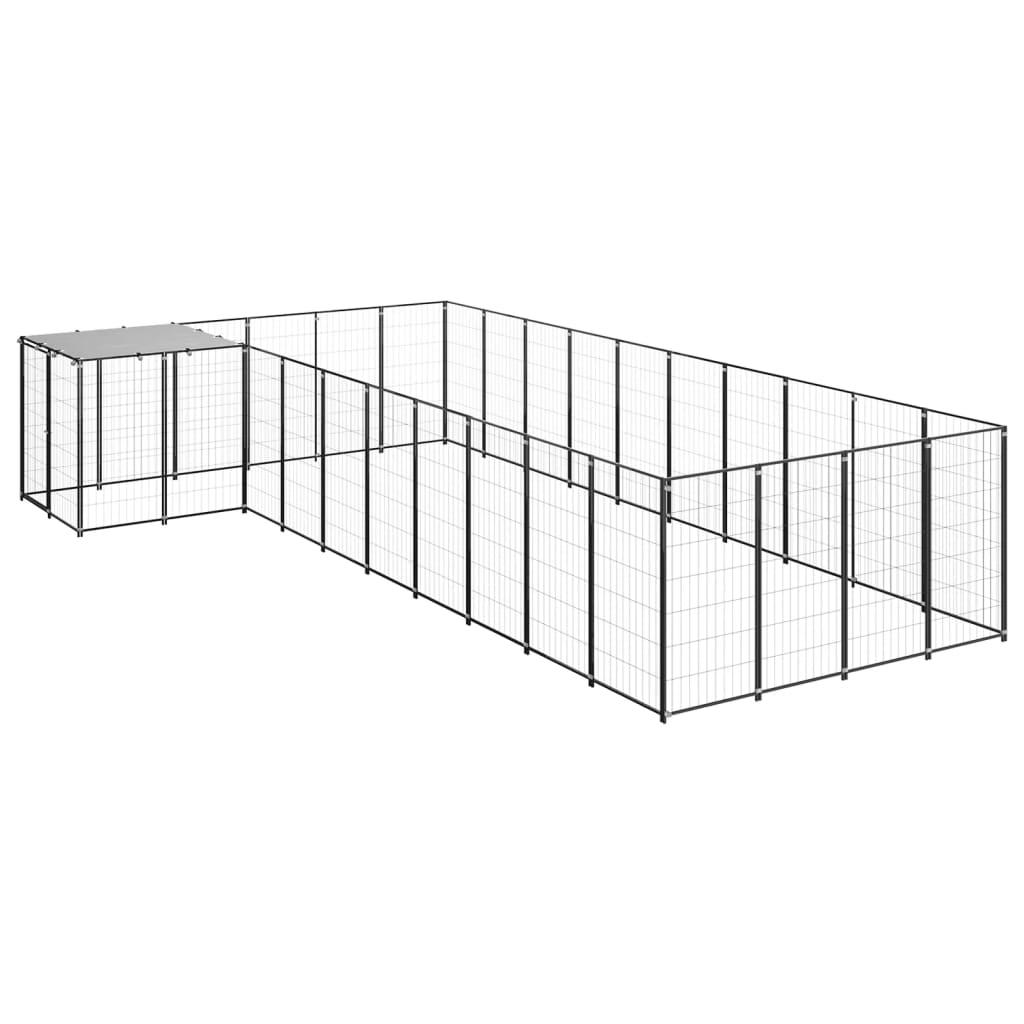 Dog Kennel Black 13.31 m² Steel