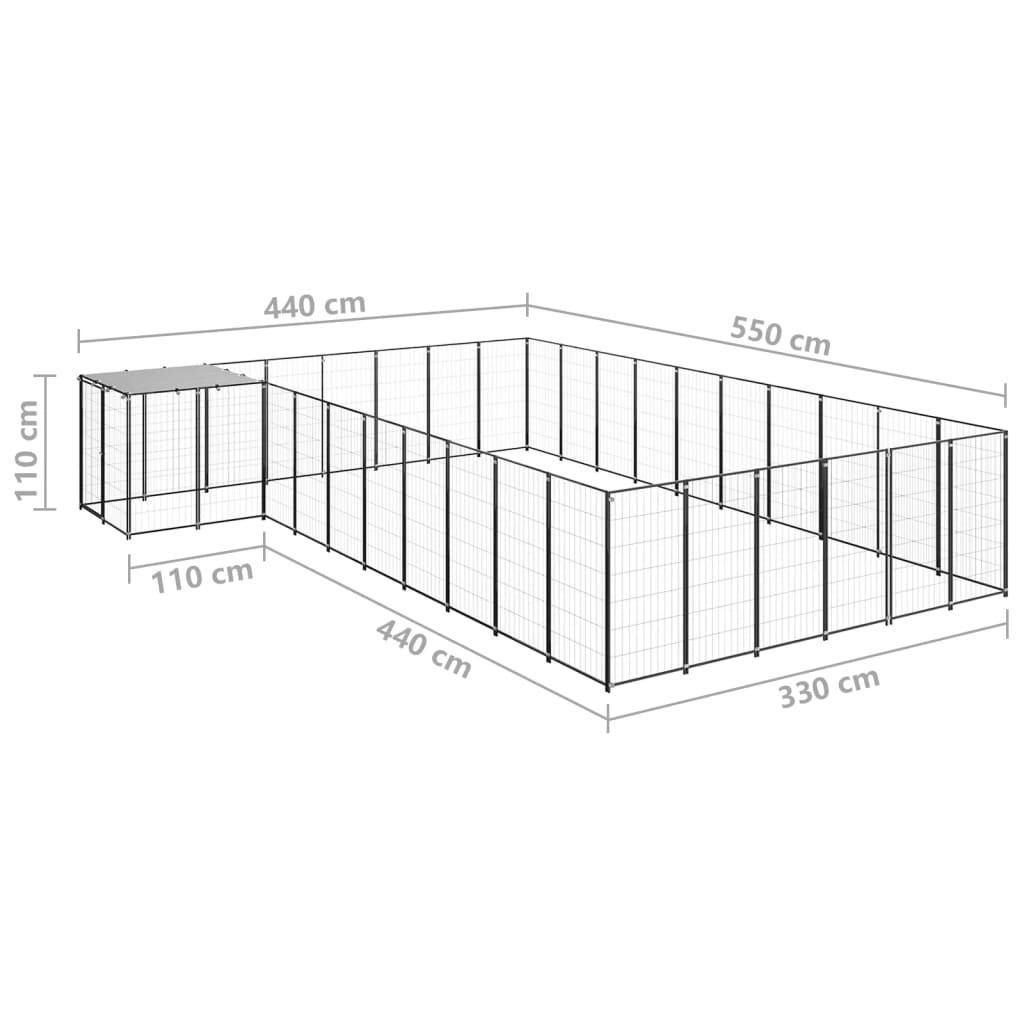 Dog Kennel Black 19.36 m² Steel