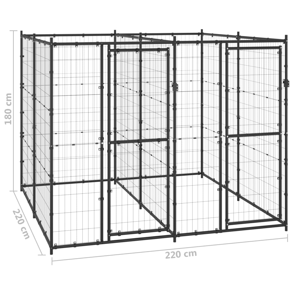Outdoor Dog Kennel Steel 4.84 m²
