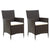 Garden Chairs with Cushions 2 pcs Poly Rattan Brown