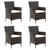 Garden Chairs with Cushions 4 pcs Poly Rattan Brown