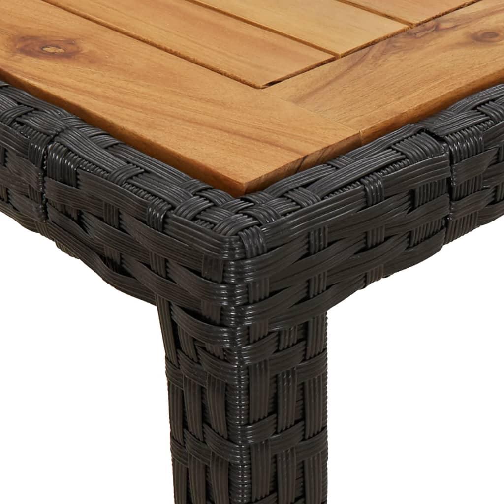 Garden Table 150x90x75 cm Poly Rattan and Acacia Wood Black