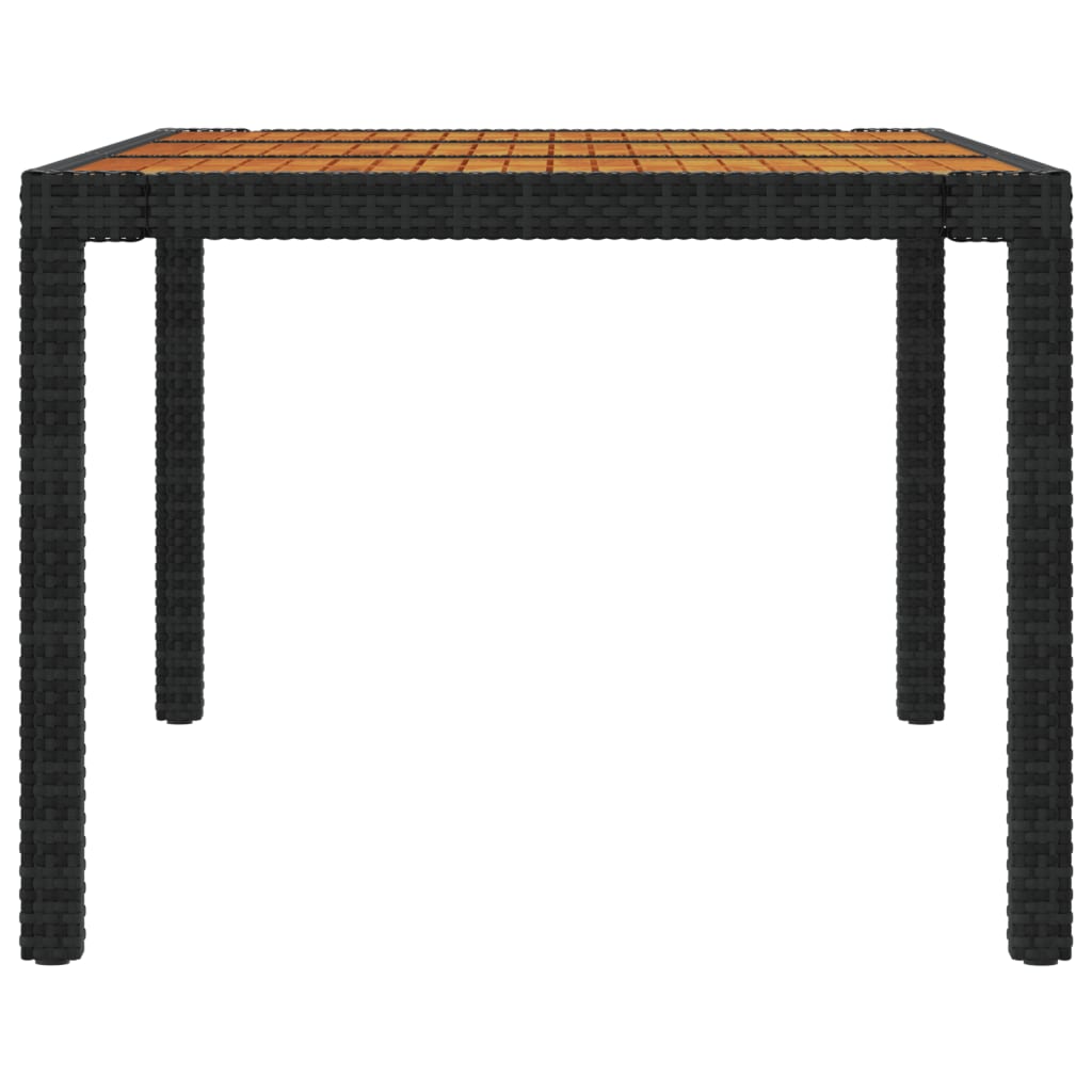Garden Table 190x90x75 cm Poly Rattan and Acacia Wood Black