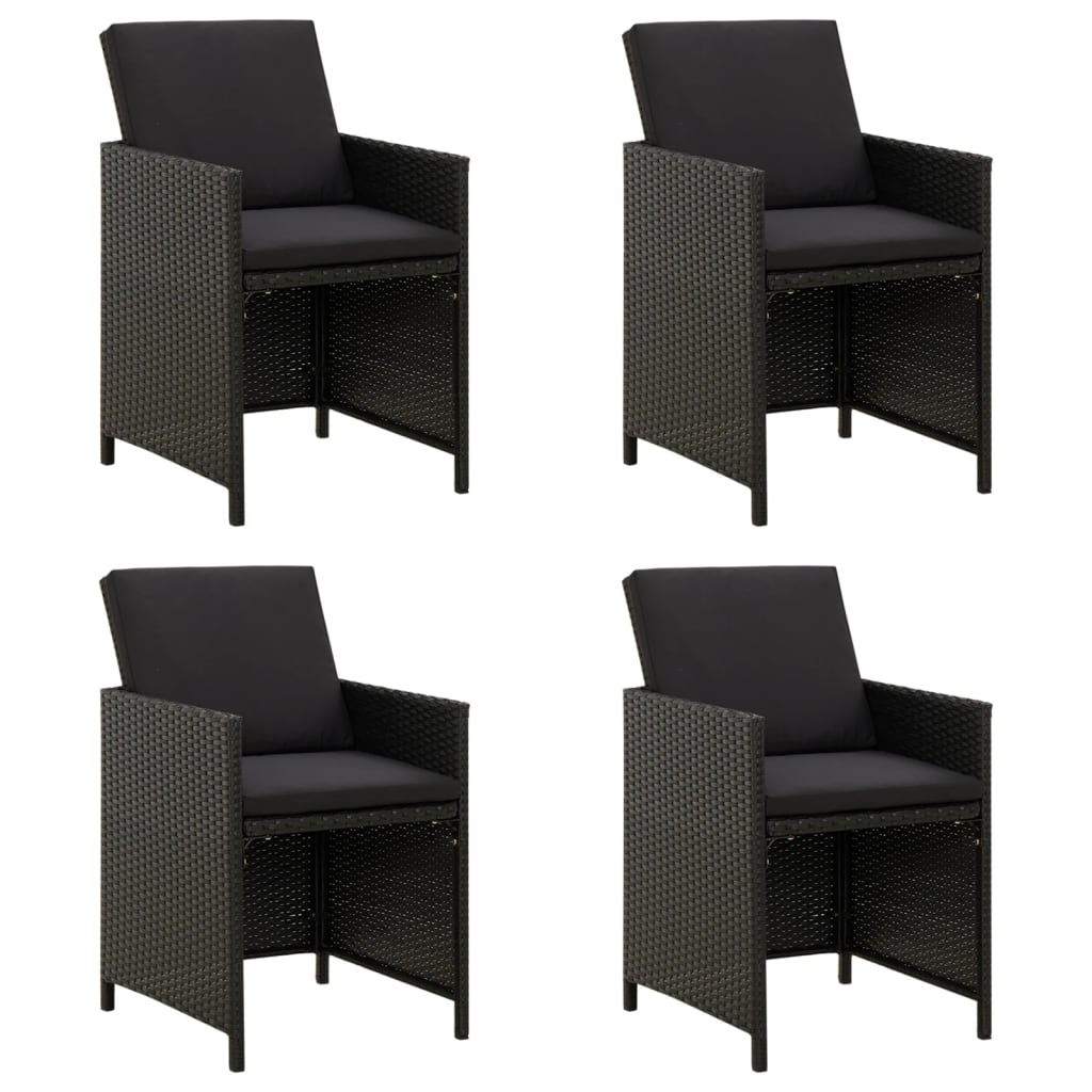 Garden Chairs with Cushions 4 pcs Poly Rattan Black