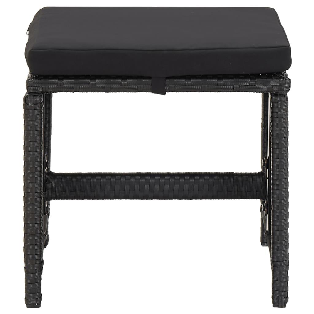 Garden Stools 4 pcs with Cushions Poly Rattan Black