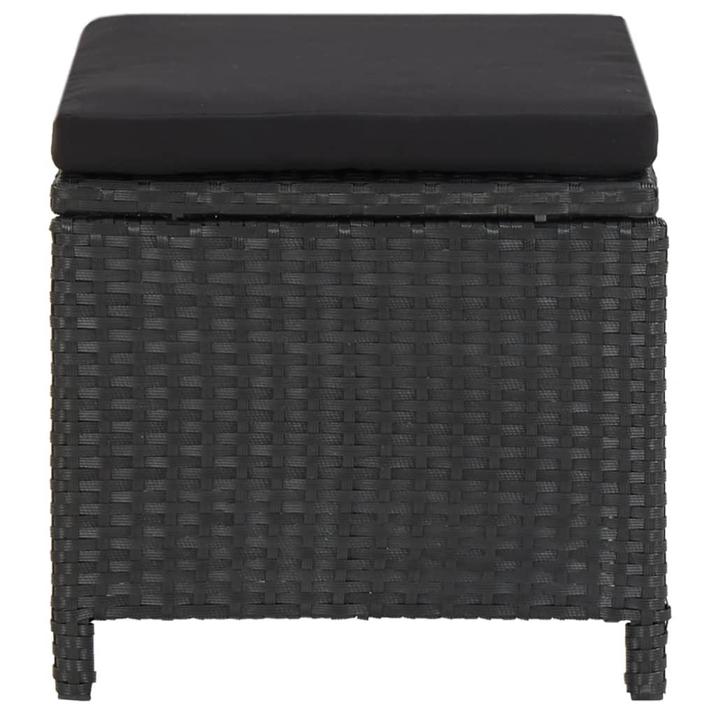 Garden Stools 4 pcs with Cushions Poly Rattan Black
