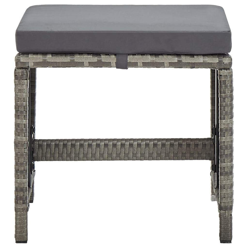 Garden Stools 4 pcs with Cushions Poly Rattan Grey
