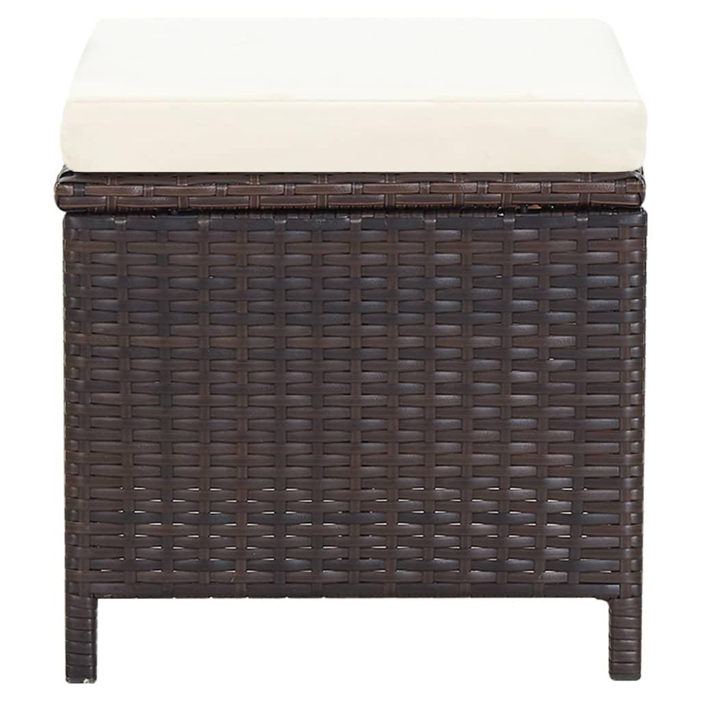 4 Piece Garden Chair and Stool Set Poly Rattan Brown