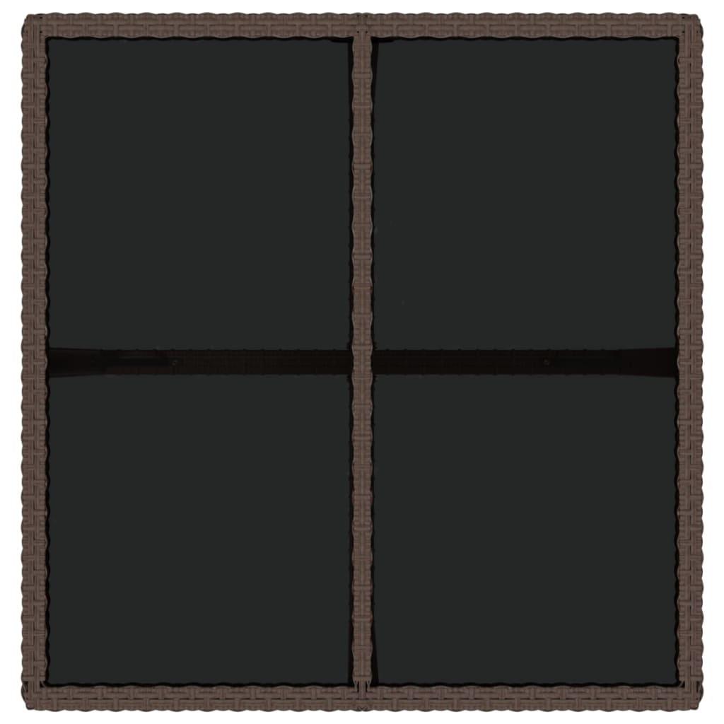 Garden Table Brown 109x107x74 cm Poly Rattan and Glass