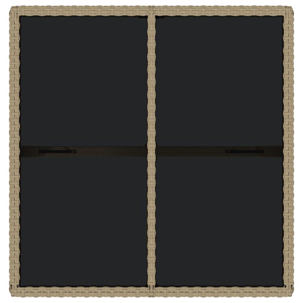 Garden Table Beige 109x107x74 cm Poly Rattan and Glass