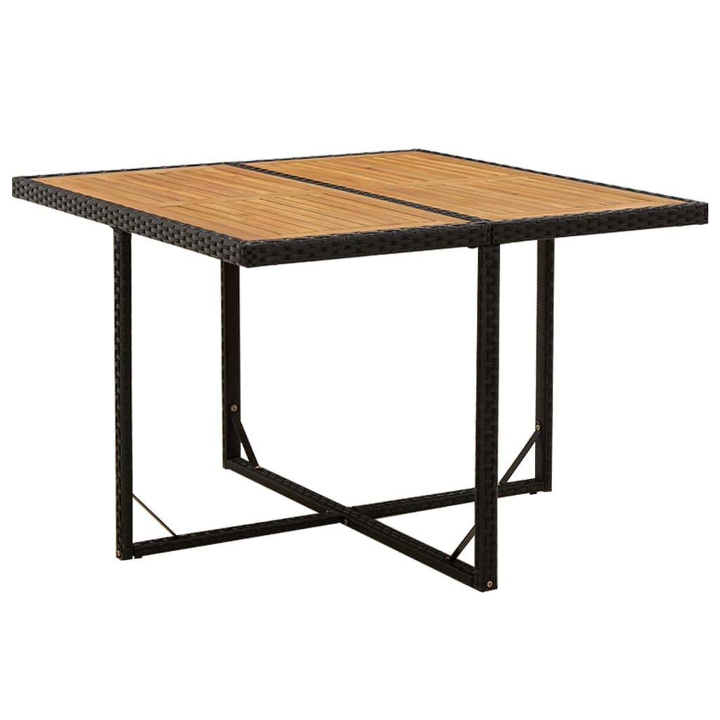 Garden Table Black 109x107x74 cm Poly Rattan&amp;Solid Wood Acacia