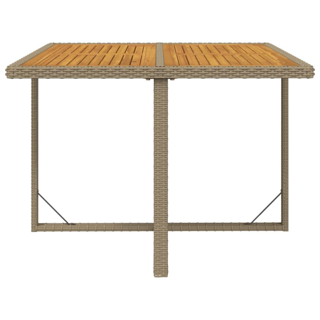 Garden Table Beige 109x107x74 cm Poly Rattan&Solid Wood Acacia