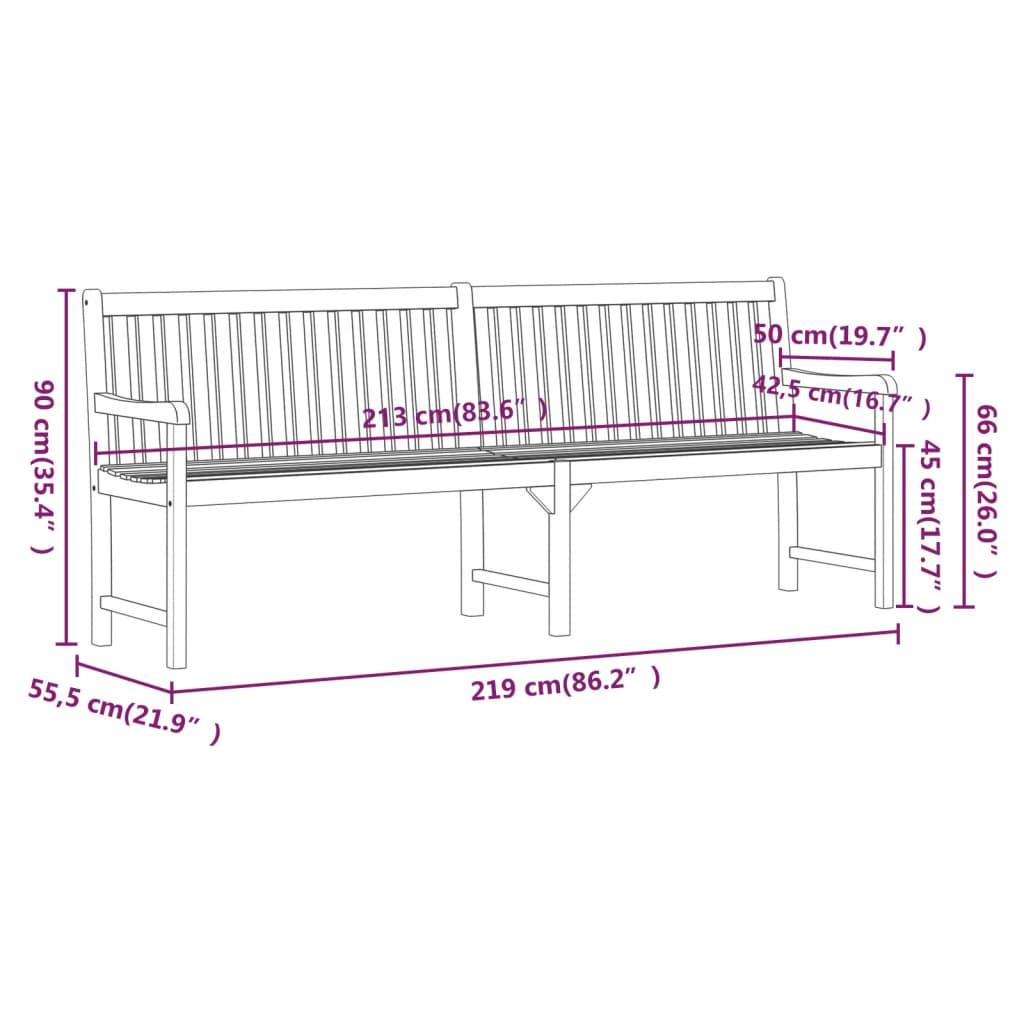 Garden Bench 219 cm Solid Acacia Wood