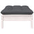 Garden Footstool with Anthracite Cushion White Solid Pinewood