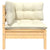 3 Piece Garden Lounge Set with Cream Cushions Solid Pinewood