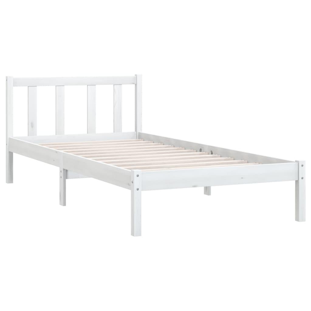 Bed Frame without Mattress White Solid Wood 90x190 cm
