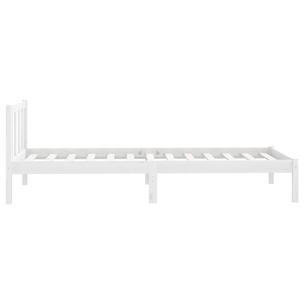 Bed Frame without Mattress White Solid Wood 90x190 cm